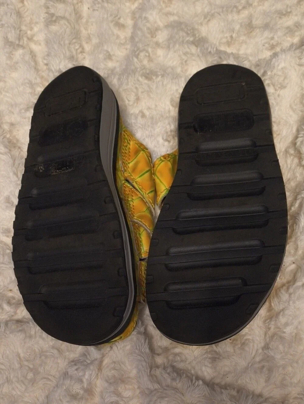 Dr. Martens Kids Yellow Croc-Embossed Crisscross Sandals with Green Accents